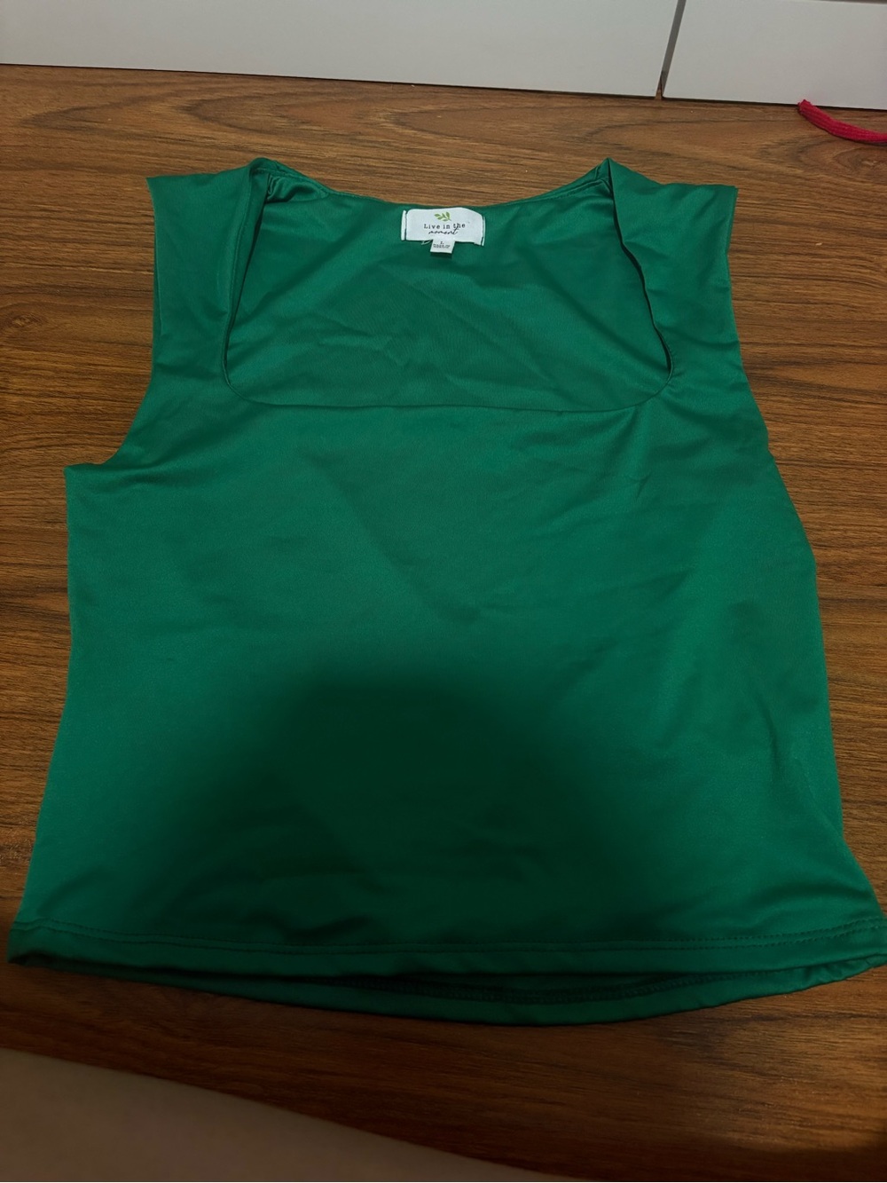 Square-Neck Sleeveless Crop Top in Emerald Green